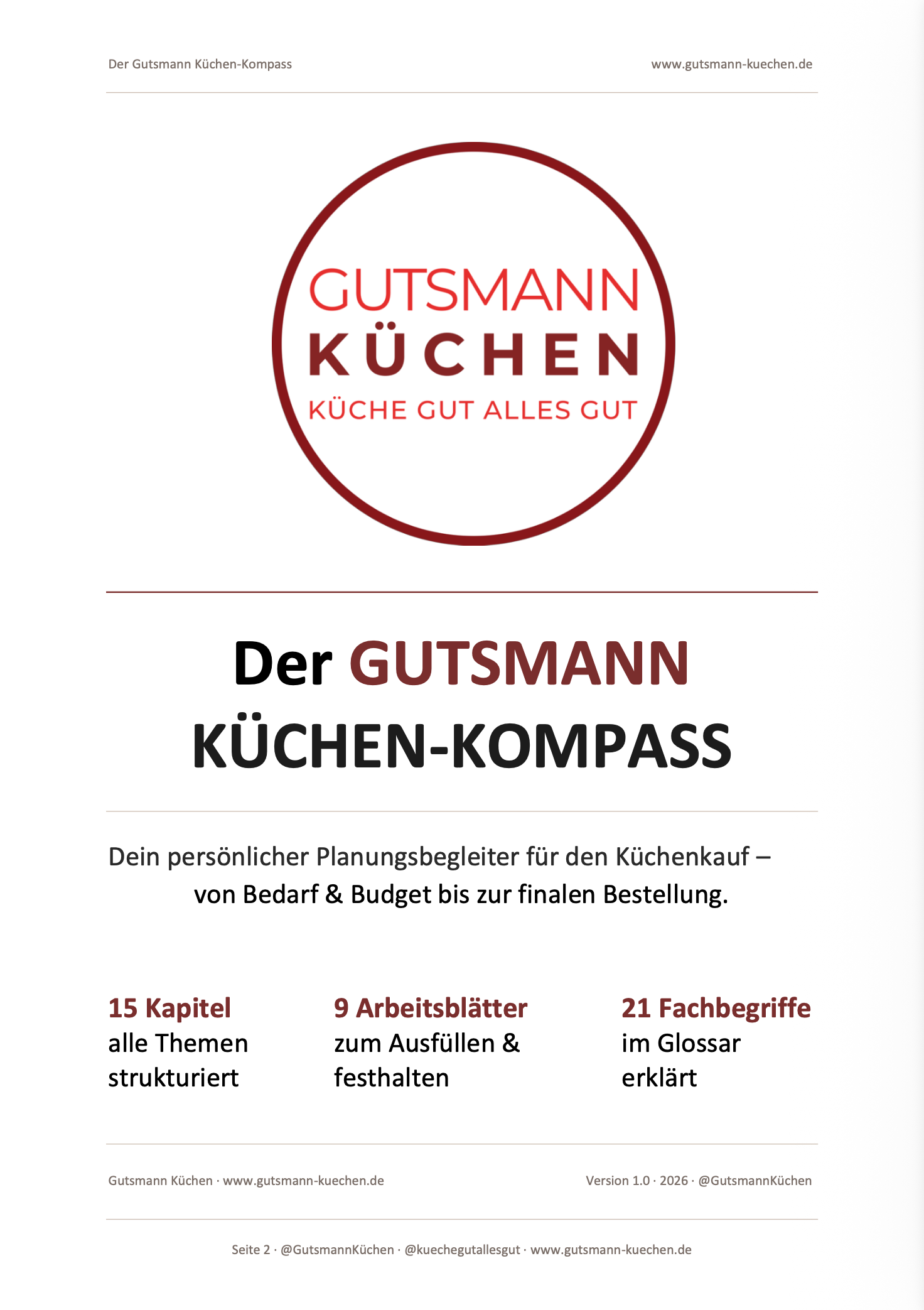 Gutsmann Küchen-Kompass (ehemals Checkliste): Planungshilfe gegen teure Küchenfehler