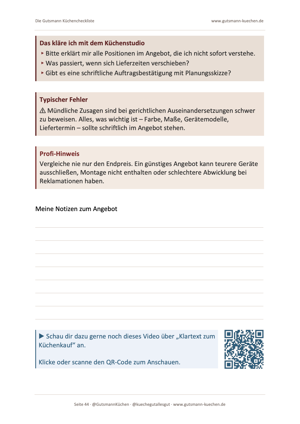 Gutsmann Küchen-Checkliste: Planungshilfe gegen teure Küchenfehler