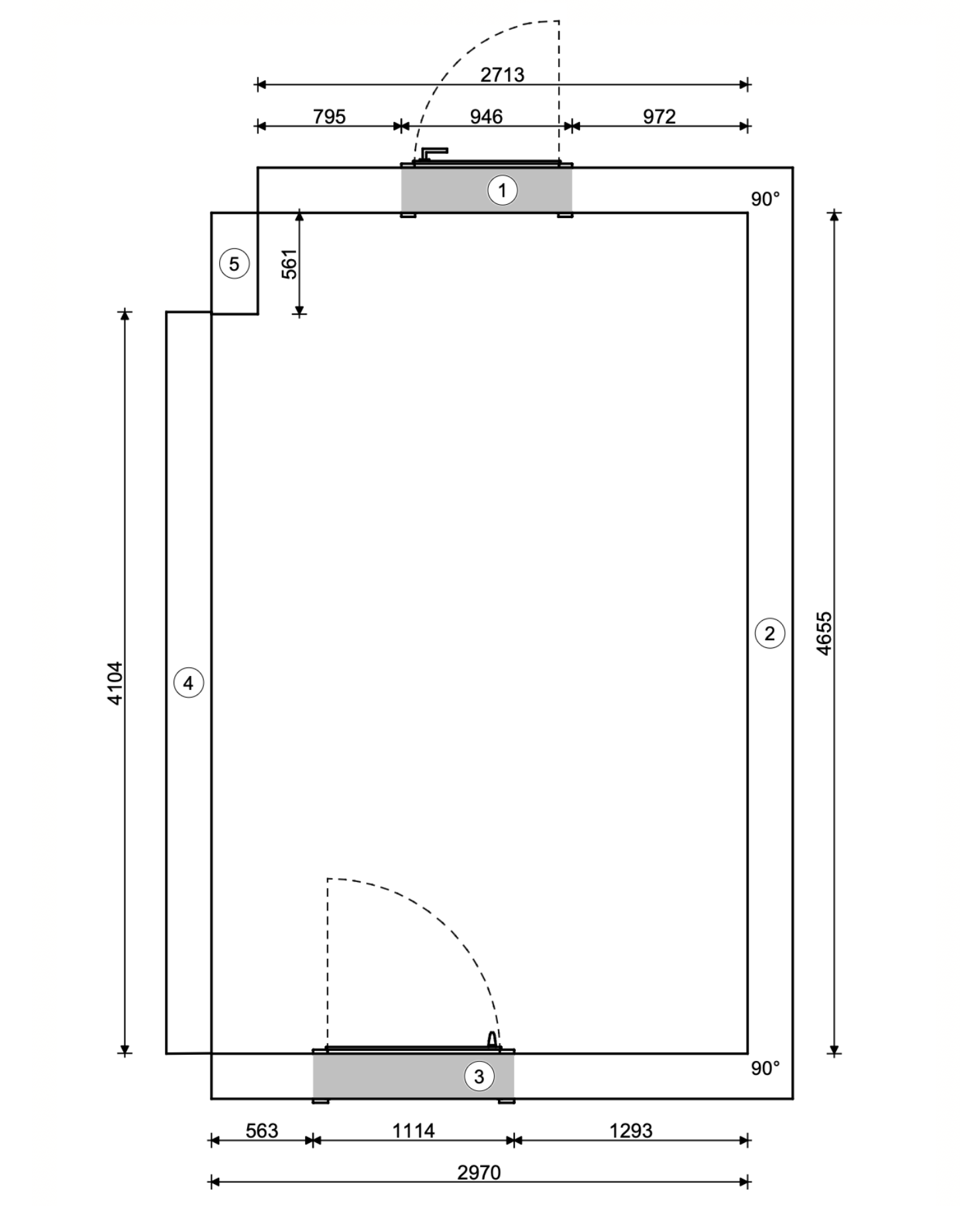 Blaupause: Raumhohe L-Küche mit modularer Hochschrankanlage