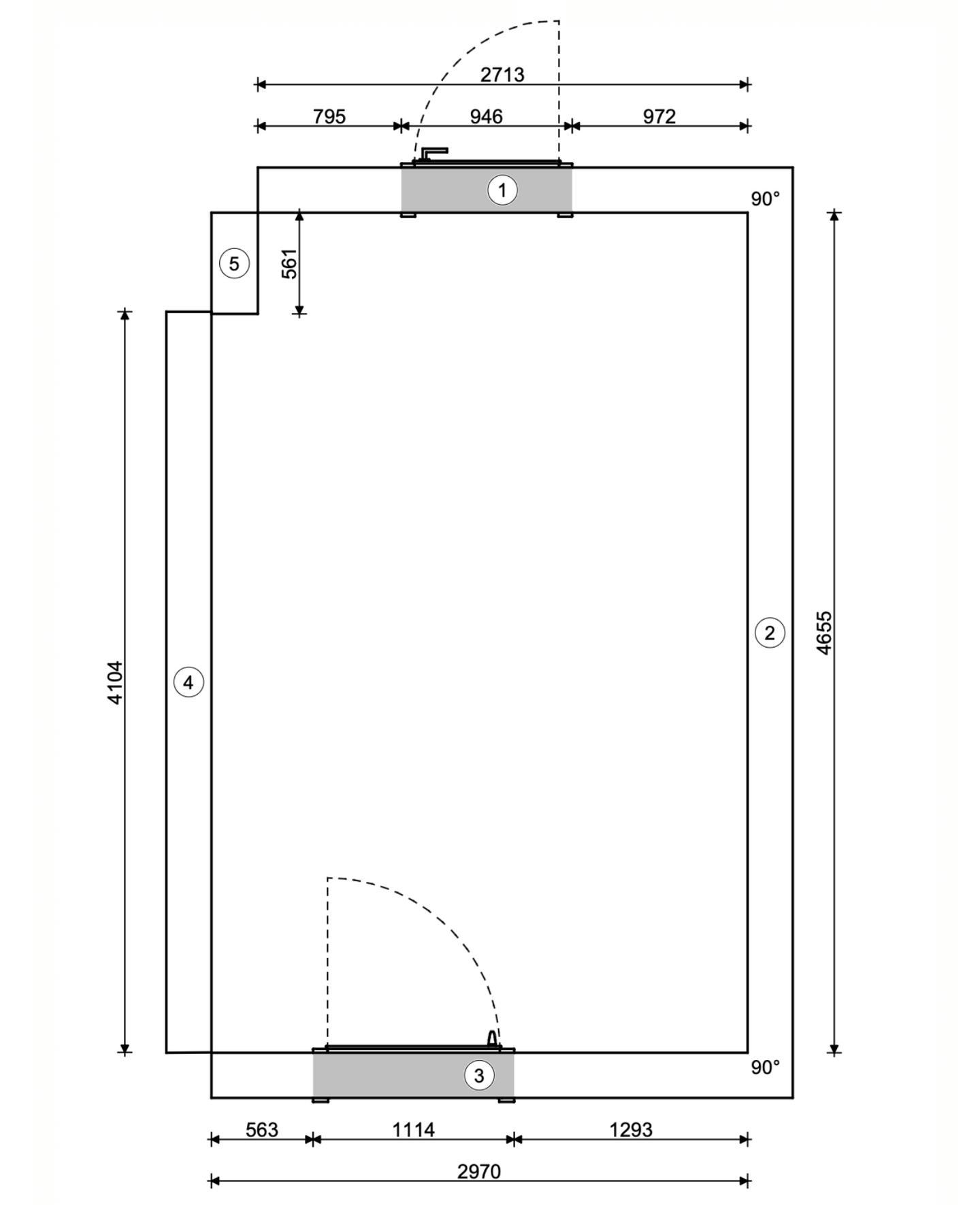 Blaupause: Raumhohe L-Küche mit modularer Hochschrankanlage